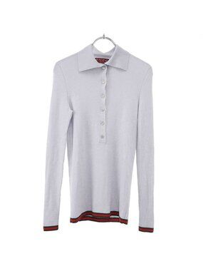 Gucci Web Stripe Polo Knit Sweater Blue